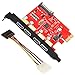 Mailiya PCI-E to USB 3.0 4-Port PCI Express Expansion Card, Superspeed USB 3.0 PCIe Card with 15-Pin Power Connector for Desktops [ Include with 4-Pin Male to SATA 15-Pin Female Power Cable ] -Red