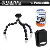 Hard Shell Carrying Case & Gripster Flexible Tripod Kit for Panasonic DMC-ZR1 DMC-FP8 FS15A FS15K FS15S FS25 FS7 FX48 FX580 TS1 ZR1 ZS1 ZS3 FS7S LS80 LS85 TZ3 TZ5 TZ50 DMC-ZS10, DMC-ZS8 Digital Camera Includes Free Pack Of LCD Screen Protectors