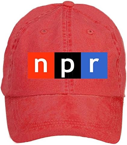 Feimengshirt Adjustable NPR Logo Washed 100% Cotton Baseball Cap Red