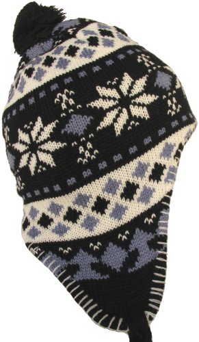 Fleece Lined Chullo Ski Toque Knit Skull Cap Beanie Snow Hat Snowboard Ear Flaps