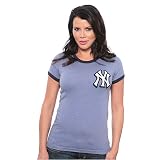 New York Yankees Women's Heather Ringer T-shirt with Swarovski Crystals by Majestic Threads