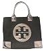 Tory Burch Leather and Flannel Ella Tote Coconut Melange Anthracite