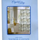 Thea Blue Floral Leaves Shower Curtain