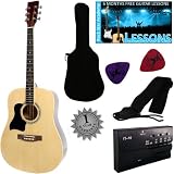 Stretton Payne LEFT HAND Dreadnought Full Sized Steel String Acoustic Guitar PACKAGE D1 Natural