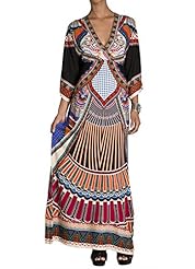 V-neck Dolman Rayon/Knit General Print Maxi Dress 