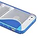 iPhone SE Case, Insten TPU Rubber Skin Case Cover with Stand Compatible with Apple iPhone 5SE / 5S / 5, Blue S Shape