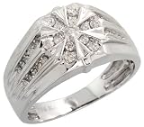 51qdNED6izL. SL160  14k White Gold Star Mens Diamond Ring, w/ 0.50 Carat Brilliant Cut Diamonds, 1/2  wide