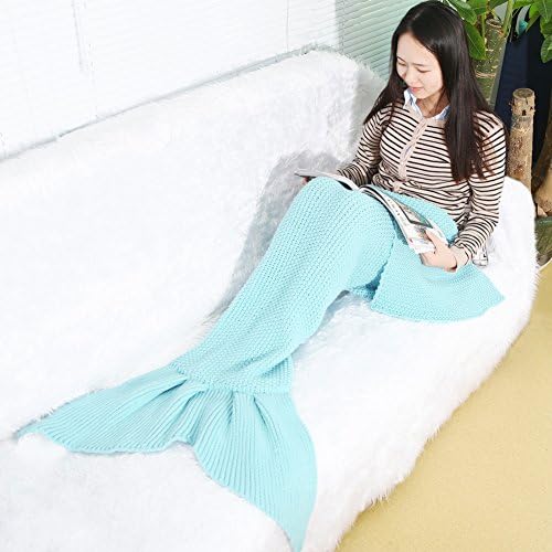 Juissie Warm and Soft Mermaid Tail Blanket,Sleeping Bag Sofa Bed Snuggle Mermaid (Sky Blue)
