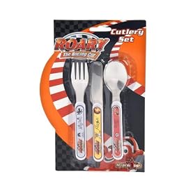 DNC Roary the Racing Car Cutlery Set, 3 Piece, Metal