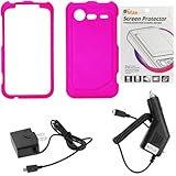 GTMax Hot Pink Rubber Hard Snap On Plastic Protector Cover Case + Clear LCD ....