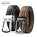 WERFORU 2 Pack Leather Ratchet Dress Belt for Men Perfect Fit Waist Size Up to 44