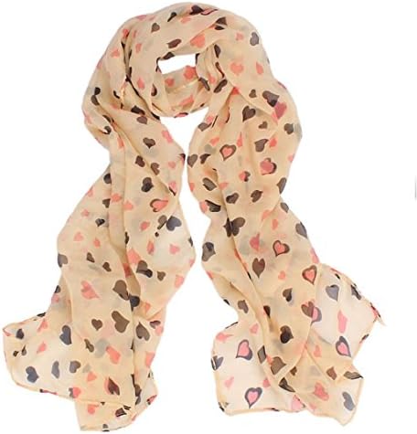 Sankuwen® 1pc Romantic Scarf , Love Heart Soft Long Shawl Scarf Wrap Stole for Womens Girls (Beige)