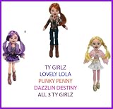 TY~GIRLZ PUNKY PENNY ~ LOVELY LOLA ~ & DAZZLIN DESTINY ALL 3 TY GIRLZ WITH ONLINE PLAY CODE