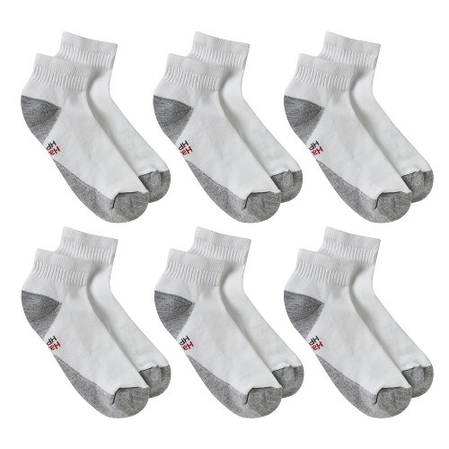 Mens Hanes&reg; Ankle Sock 6-pk. - White (6-12)