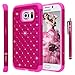 S6 Edge Case, Galaxy S6 Edge Case, Style4U Galaxy S6 Edge Studded Rhinestone Crystal Bling Hybrid Armor Case Cover for Samsung Galaxy S6 Edge with 1 Style4U Stylus [Hot Pink/Hot Pink]