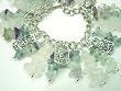 Chic Wrists Chunky Stones Skull Bracelet,Green Stones,Clear Quartz Stones, Metal Skull Charms with FREE Earrings