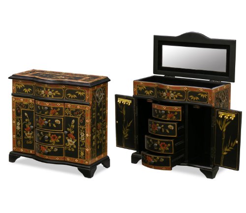 Chinese Jewelry Cabinet - Chinoiserie Flower Motif