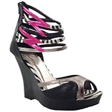 Qupid Luxe EXCITER Metallic Wedge Sandals