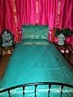 3p Aqua Floral Silk Sari Indian Bedding Bedspread-twin