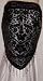 Black Burnout Velvet Triangular Hip Scarf/Shawl with Beaded Fringe