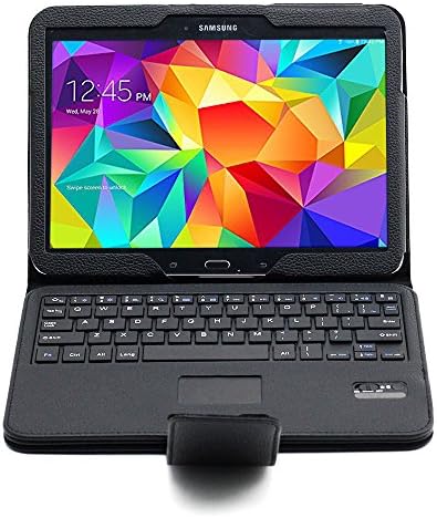 YIPBOWPT Ultra Thin Keyboard Leather Case Cover Detachable Bluetooth Keyboard with Touchpad Mouse + Flip Stand Leather Case For Samsung Galaxy Tab 4 10.1 inch Tablet SM-T530 T531 T535 Tablet.Color:Black