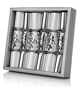 6 Silver Foliage Connoisseur Christmas Crackers