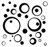 Black Wall Vinyl Sticker Decal Circles, Rings, Dots 25+pc 11in Large Home D??cor