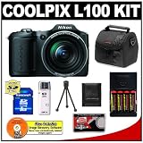 Nikon Coolpix L100 10 Megapixel Digital Camera with 15x Optical Zoom + AA Batteries + 8GB Card + Case + Accessory Kit Nikon Coolpix L100 10 Megapixel Digital Camera with 15x Optical Zoom + AA Batteries + 8GB Card + Case + Accessory Kit