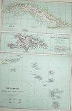 1872 BLACKIE GEOGRAPHY MAPS CUBA LEEWARD VIRGIN PORTO