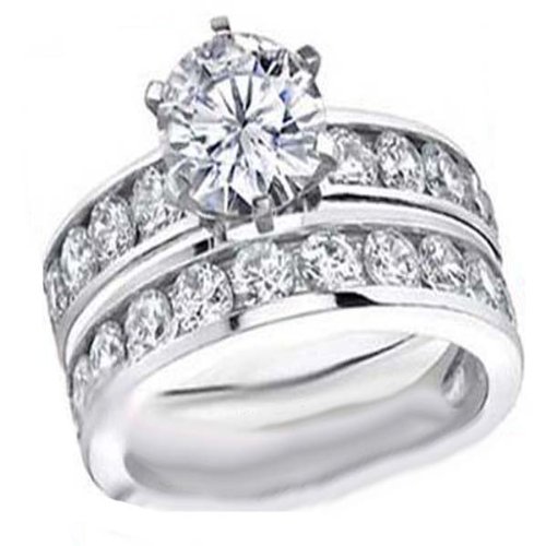 14k White Gold Round Diamond Ladies Bridal Ring Engagement Set (1.35 cttw, H-I Color, I1 Clarity)