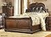 King Size Bed Leather Tufted Headboard in Rich Brown