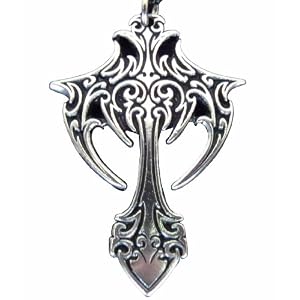 Pewter Gothic Cross Pendant Goth Necklace Vampire Jewelry