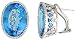 14k White Gold 11/16 (18mm) tall Post Earrings, w/ 0.33 Carat Round Brilliant Diamonds & 21 Carats Blue Topaz Stones