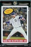 2008 Topps Heritage # 370 Justin Verlander BT / Detroit Tigers / MLB Baseball Trading Card in a Protective Screw Down Display Case