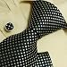 Black and White Polka dots silk tie cufflinks hanky set birthday gifts for man discount H6015