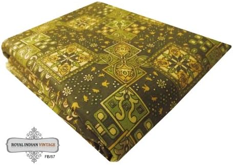 Crafted Fabric Indian Green Home Décor Apparel Making Clothes Material Sari Pillow Abstract Print Wide 42" Curtain Drape Fabric Sewing By the Yard Cotton Poplin