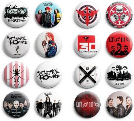 My Chemical Romance / 30 Seconds to mars Pinback Buttons 16Pcs 1.25 inch Best For Jacket,T-Shirts Mix Set