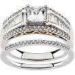 14K Two-Tone Gold Diamond Wedding Set Semimount - 0.85 Ct. - CENTER STONE NOT INCLUDED