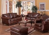 Butler Leather Sofa and Love Seat By Coaster Furniture With Silver Shipping