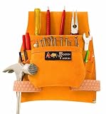 BOURN TOUGH LNB-26 10 pocket split suede leather contractors tool pouch / nail bag - Tanned Brown