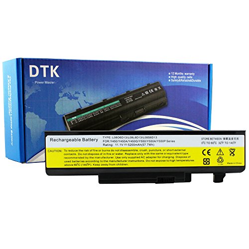 DtkÂ® New High Performance Laptop Battery Replacement for Lenovo Ideapad Y450 Y450a Y450g Y550 Y550a Y550p 55y2054 L08l6d13 L08o6d13 L08s6d13 (11.1v 5200mah 6-cells) Notebook Computer Battery