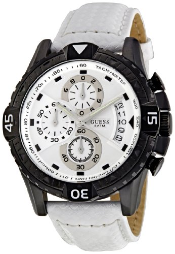 Guess ACTIVATOR W18547G2 - Reloj cronógrafo de cuarzo para hombre, correa de cuero color blanco (cronómetro)