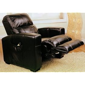100% Top Grain Black Leather Shiatsu Massage Recliner