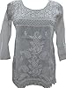 White Tunic Indian Hand Embroidered Cotton Kurti S