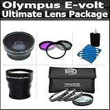 Ultimate 10PC Lens Package For Olympus E-volt E-510 E-410 E-310 E-620 E-300 E-330 E-520 Includes HD Wide Angle Lens + 3.5X Telephoto Lens + 3 Piece Filter Kit + 4 Piece Close Up Macro Lens Set With 10+ Macro Lens + Extras
