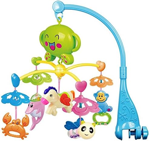 Baby Toy 0-1 Bedside Bell Hanging Bell Wind Chime Bell Music Rotating bed Charge , Blue