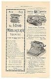 1894 Edison Mimeograph American Densmore Typewriters Print Ad