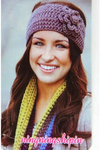 Knitted Flower Winter Headband (Large) - Knitted Cold Weather Headband (Peach Cream)