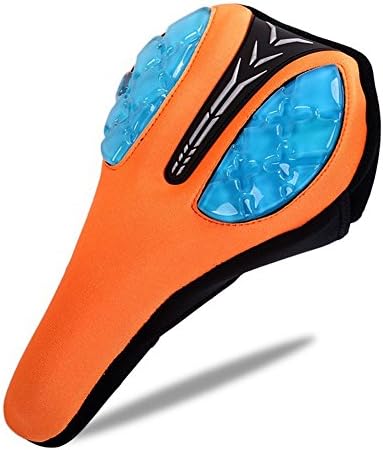 Bike Seat Cover,3D Soft Gel Relief Unisex Bicycle Bike Saddle Seat Cushion Pad Cover for Exercise Bike (Orange)