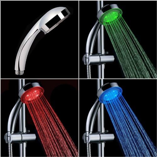 Sdida LED Shower Head Handheld Sprinkler Temperature Sensor 3 Color Changed Head Handheld in Bathroom